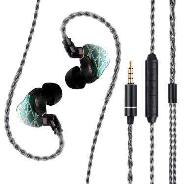 Imagem de FAAEAL In Ear Monitor, Fones de ouvido HiFi com fio, fones de ouvido para jogos, fones de ouvido híbridos IEM com placa frontal de metalurgia do pó, cabo QDC embutido de 2 pinos tipo plugue de 3,5 mm