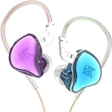 Imagem de Monitores intra-auriculares KZ EDC, HiFi Stereo Stage/Studio IEM com fio, isolamento de ruído, fones de ouvido/fones de ouvido esportivos para músicos audiófilos (sem microfone, azul roxo)