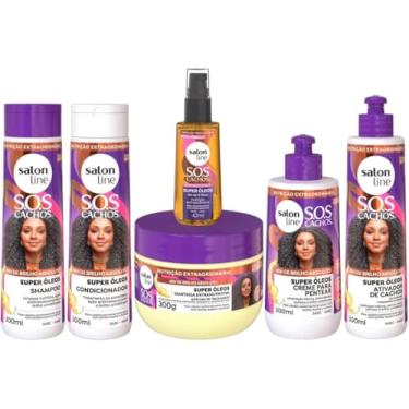 Imagem de Kit Salon Line Sos Cachos Super Oleos Nutrição Shampoo, Condicionador e Ativador 300ml Mascara Manteiga extranutritiva 300g Òleo Super 42ml