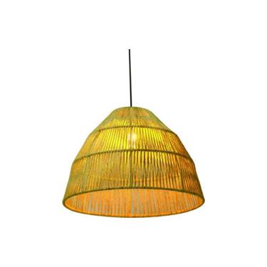 Imagem de Pendente Luminária Teto Côncavo Palha De Milho 35x50 + Fio - FibraDeco