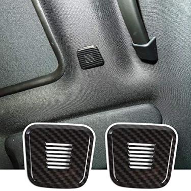 Imagem de JeCar Acabamento da moldura da capa do alto-falante do teto do carro para Dodge Challenger 2015-2020 (aparência de fibra de carbono)