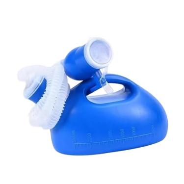 Imagem de Zialofi Frasco coletor de urina masculino com tampa e mangueira, reutilizável, prático e à prova de vazamentos, 3000ml para acampamento de idosos, Azul, com Mangueira de 1.6