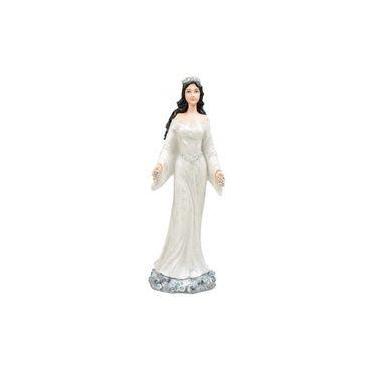 Imagem de Imagem Iemanjá Manto Metaliza Branca Escultura Resina Estatua 27 Cm - 