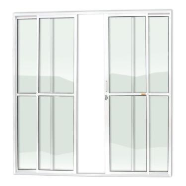 Imagem de Porta De Correr 4 Folhas Super Vidro Liso 210cm X 200cm Brimak Branco