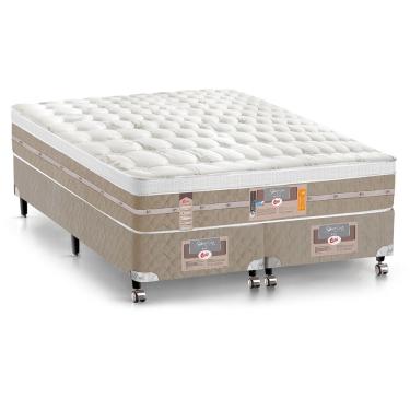 Imagem de Cama Box Queen Size Silver Star Air Com Mola Pocket 71x158x198cm Castor Branco Com Bege