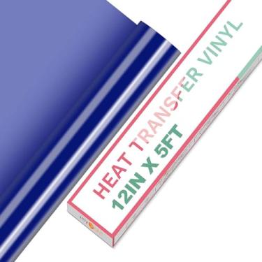 Imagem de HTVRONT Vinil HTV Vinyl Rolls Transferência de Calor – 30,5 x 1,5 m Azul Vinil HTV para Camisas, Ferro em Vinil para Todas as Máquinas de Corte – Fácil de Corte e Erva Daninha para Design de Vinil Quente (Azul Royal)