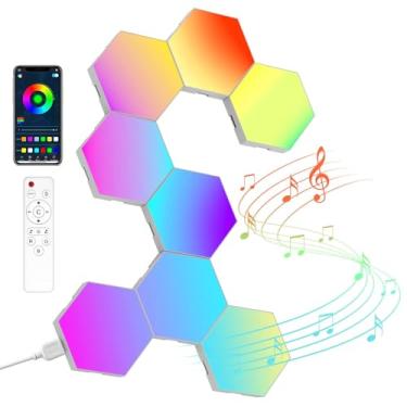 Imagem de NIUCOO (Pacote com 8 lâmpadas hexagonais para parede LED - Luzes hexagonais RGB com app e controle remoto para decoração de casa, quarto, sala de jogos, crianças/adultos