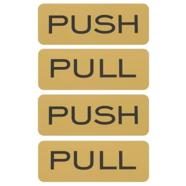 Imagem de PATIKIL 2 conjuntos de adesivos de porta push-pull, placa de sinalização de pressão e tração de 5 x 12 cm, autoadesivo vertical acrílico para portas, janelas de vidro, lojas, retângulo, dourado