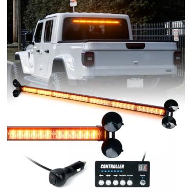 Imagem de LUMENIX Barra de luzes estroboscópicas LED de 78 cm para caminhões, veículos, para-brisas, janela, piscando, aviso direcional de emergência, barra de luz com controlador, arado de neve, luz de