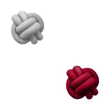 Imagem de Almofadas De Nó 28cm x 28cm Lindas Decorativas Sala Sofá Cama Cores (CINZA E MARSALA)