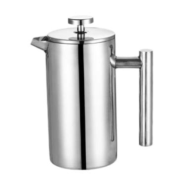 Imagem de Ｂｅｓｇａ Cafeteira de prensa francesa, cafeteira fácil de limpar, filtro fino versátil, chaleira de aço inoxidável para camping, Prata, 800ml