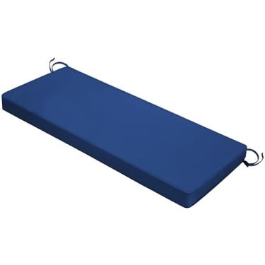 Imagem de Mrsenloi Almofada de banco para ambientes externos 121 x 40 x 7 cm com laços, almofadas de balanço grossas à prova d'água para varanda de móveis de pátio, almofada de substituição para cadeira, sofá