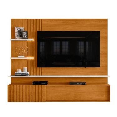 Imagem de Painel Bancada Suspensa Para 60 Polegadas Atena - 7 Decor Cinamomo E Off White