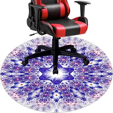 Imagem de Tapete de cadeira de mesa mandala, textura estilo mandala, tapete de cadeira de mesa para piso de madeira de escritório em casa, protetor de piso de pilha baixa, redondo 119 cm