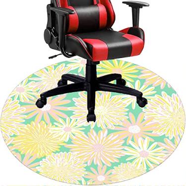 Imagem de Tapete de cadeira de escritório com flores, textura de flor, tapete de cadeira de mesa para piso de madeira de escritório em casa, protetor de piso de pilha baixa, redondo 119 cm
