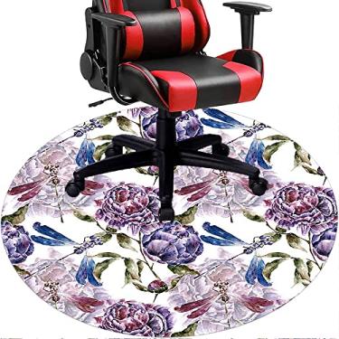 Imagem de Tapete de cadeira de escritório com flores, textura de flor, tapete de cadeira de mesa para piso de madeira de escritório em casa, protetor de piso de pilha baixa, redondo de 91 cm