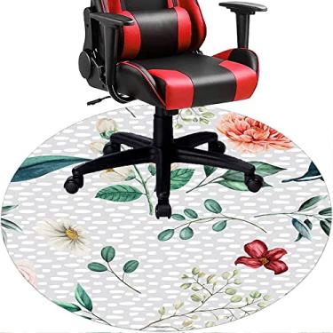 Imagem de Tapete de cadeira de escritório com flores, textura de flor, tapete de cadeira de mesa para piso de madeira de escritório em casa, protetor de piso de pilha baixa, redondo de 91 cm