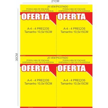 Imagem de Cartazes de OFerta A4 - OFERTA | 4 CARTAZES POR FOLHAS | RENDE 1000 CARTAZES | Ideal p/PDV | Para fazer em qualquer impressora | Pacote com 250 folhas;