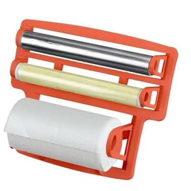 Imagem de Porta Papel Toalha Triplo Suporte Rolos Para Cozinha 3 em 1(SALMÃO)