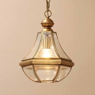 Imagem de Luz Pendente De Ouro Retrô Com Sombra De Vidro Antigo Lanternas Suspensas Anti-ferrugem à Prova D'água De Latão Para Corredor Cozinha Sala De Jantar, Clear Glass
