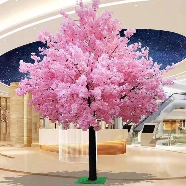 Imagem de Árvore De Cerejeira Para Interior E Exterior, Cerejeira Chorosa, Árvore De Cerejeira Artificial, Árvore De Cerejeira Anã, Árvore Artificial Com Hastes De Madeira Real, Pink, 1mX80cm