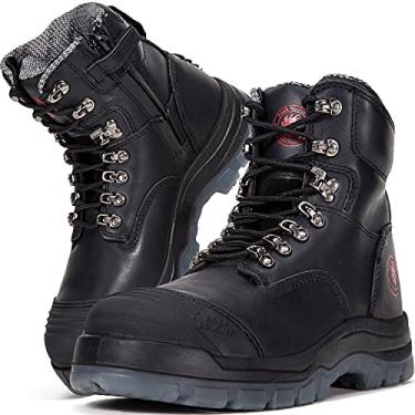 Imagem de ROCKROOSTER Botas de trabalho masculinas, bico de aço, zíper lateral, sapatos de couro, controle estático, respirável, secagem rápida (AK232Z -AK245Z, Ak245z Preto, bico de aço, 10.5 Wide