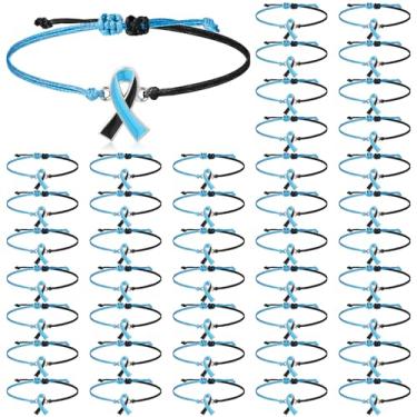 Imagem de Quelay 50 pulseiras médicas do mês de conscientização de ultrassom médico a granel pulseiras de conscientização de ultrassom azul e preto pulseira motivacional para mulheres e homens suprimentos de