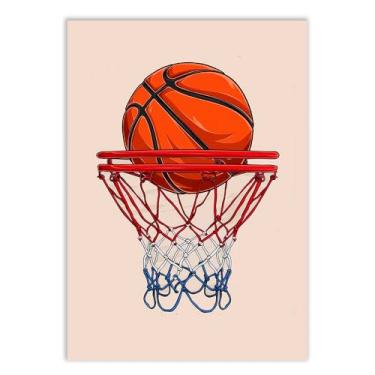 Imagem de Placa Decorativa Basquete Ilustração Cesta Desenho Decoração Poster Quarto Sala