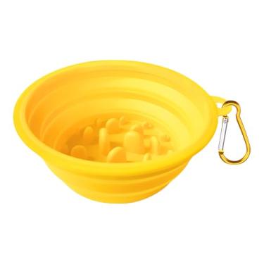 Imagem de Tigelas pequenas dobráveis para cães (340 g), 1 pacote com tigela dobrável para animais de estimação e frisbee de alimentação lenta com mosquetões, silicone macio e saudável, conjunto essencial