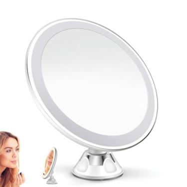 Imagem de Espelho de Maquiagem Iluminado, Espelho Maquiagem Com Ventosa Luz Led e Lente Aumenta 10x a Imagem