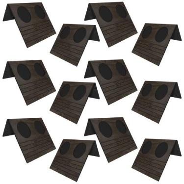 Imagem de Kit 12 Esteiras Bandeja Com Suporte Para Copos Para Sofá MDF Tabaco G2