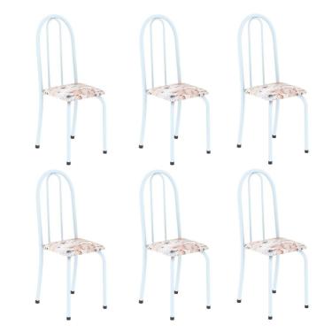 Imagem de Kit 6 Cadeiras Tubular 96x36x41 Cm Iris B Botanic Bege / Branco