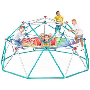 Imagem de Domo de Escalada Hapfan com Rede de Carga, Ginásio de Selva de 3 metros com Rede de Balanço para Crianças, Conjunto de Playset para