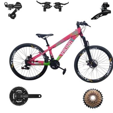 Imagem de Bicicleta 26 VikingX Tuff25 21v SHIMANO Aluminio Freeride Disco Mecânico Pneu Slick 1.50-Unissex