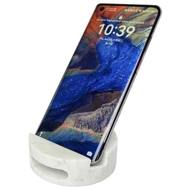 Imagem de fashciaga Suporte de celular luxuoso de mármore para tablet celular na mesa, bancada, mesa de cabeceira. Suportes de celular de pedra real pesada (oco)