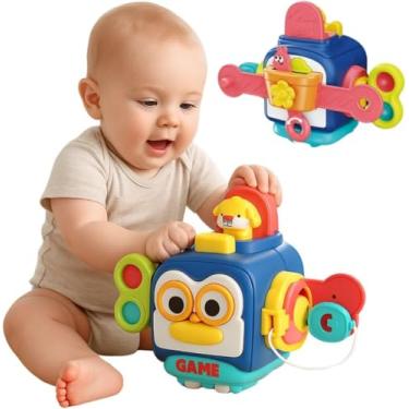 Imagem de Cubo Educativo Pinguim Montessori 11 em 1 Atividades Interativas para Bebês +3Meses Coordenação Motora, Cognitiva e Sensorial Presente Criativo e Seguro (Pinguim)