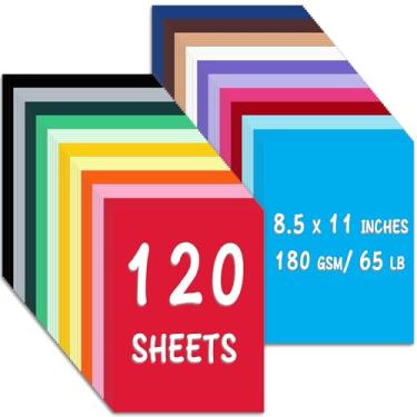 Imagem de WNSIRVY 120 folhas de papelão colorido de 21,6 cm x 28 cm, papel para impressora colorido de 180 g/m2/29,5 kg, papel de construção de 20 cores sortidas para convites de artesanato, cartões de