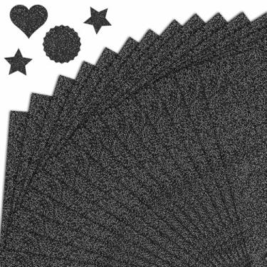Imagem de TaoBary 120 folhas de papelão com glitter, cartolina brilhante sem derramamento de papel 250 g/m2, papel brilhante A5 para artes artesanais, scrapbook, projetos faça você mesmo (preto)