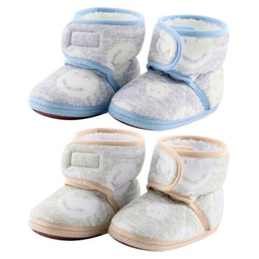 Imagem de Kit 2 Pares de Pantufas Sapatinhos Infantil Bebe Forrada com fecho aderente