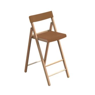 Imagem de Banqueta Dobrável Alta com Encosto Tramontina Potenza Marrom Madeira Tauari Natural