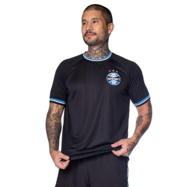 Imagem de Camiseta Masculina Grêmio Lotus Ace Escudo Bordado, Preto, Azul, M