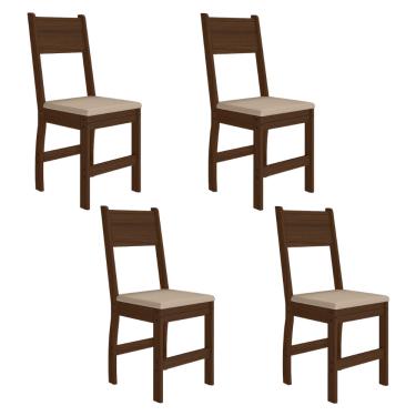 Imagem de Conjunto 4 Cadeiras Milano Poliman Móveis - Amendoa/Savana