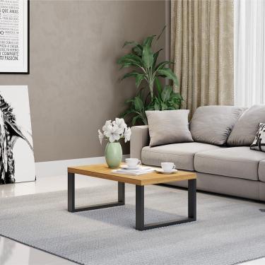 Imagem de Mesa De Centro Madeira MDF Estilo Industrial F12 Freijó Preto Fosco Dalla Costa 