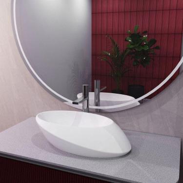 Imagem de Cuba de Apoio Vulcano Oval 53x32x14cm Branco Brilhante