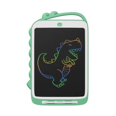 Imagem de 【OFFICIAL】Quadro de Desenho LCD Colorido 8.5" Infantil - Presente Criativo Anti-Queda, Proteção Visual, Bateria 1 Ano, Inclui Caneta e Pilha (Design Dinossauro) (verde)