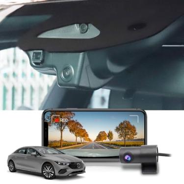 Imagem de Fitcamx Câmera frontal 4K + traseira 1080p para Mercedes-Benz EQE Sedan 2023-2025 EQE 350 500 (HD2-6551), estilo OEM, vídeo HD duplo, Wi-Fi e aplicativo, gravação em loop, sensor G, fácil de