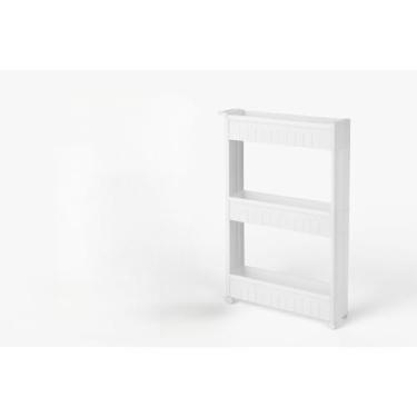 Imagem de Prateleira Armário Multiuso Com Rodinhas Organizador de Cozinha Banheiro e Lavanderia Vários(Branco-3 Andares)