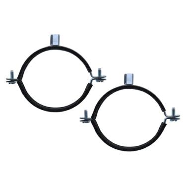 Imagem de Semetall Braçadeira de tubo de 10 cm com junta de borracha - Gancho de tubo galvanizado - Suporte de tubo de anel dividido - Suporte de conduíte rígido - Rosca M8/M10 Braçadeiras de tubo de metal