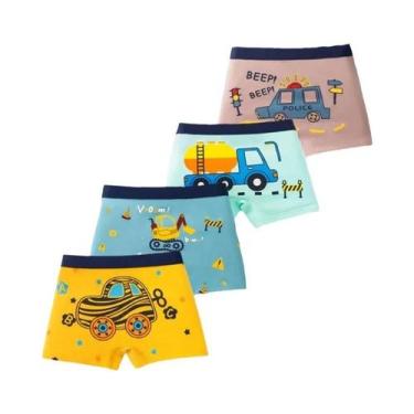 Imagem de Cueca Boxer Infantil De Algodão Respirável, 4 Peças, Dinossauros, Heli