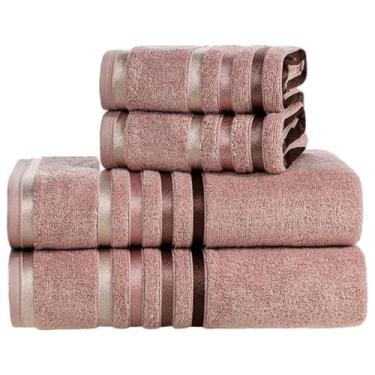 Imagem de Jogo Toalha de Banho Karsten Gigante Fio Penteado 4 Peças, Rosa Vintga